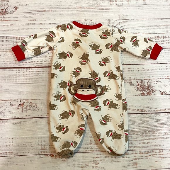Sock Monkey Footed Pajamas - Picture 2 of 4